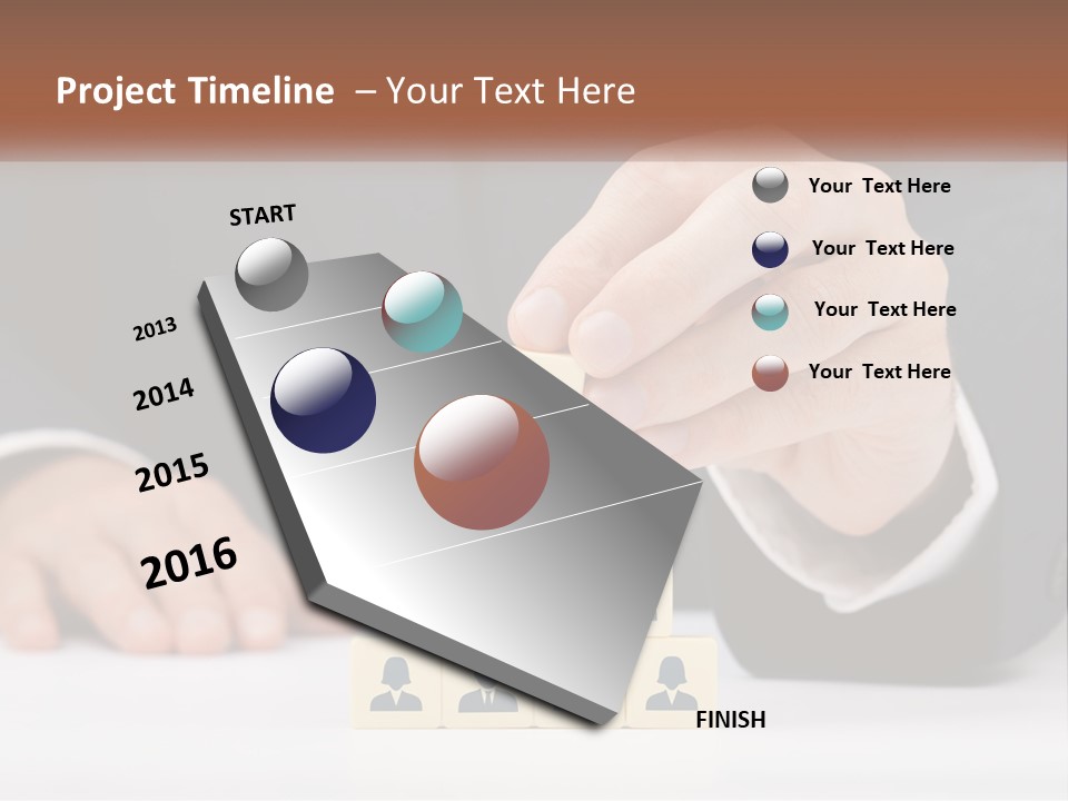 A Man In A Suit Placing Blocks On Top Of A Table PowerPoint Template