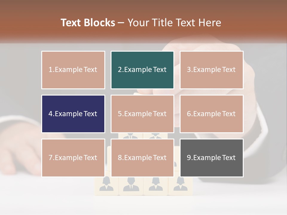 A Man In A Suit Placing Blocks On Top Of A Table PowerPoint Template