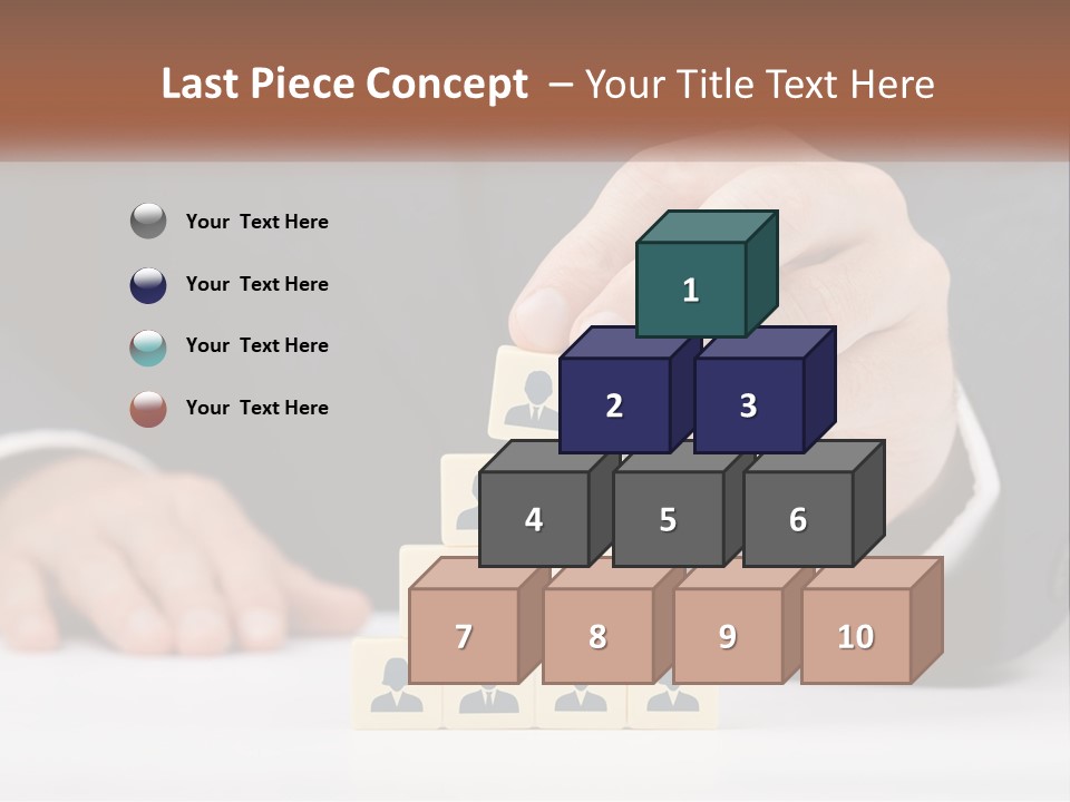 A Man In A Suit Placing Blocks On Top Of A Table PowerPoint Template