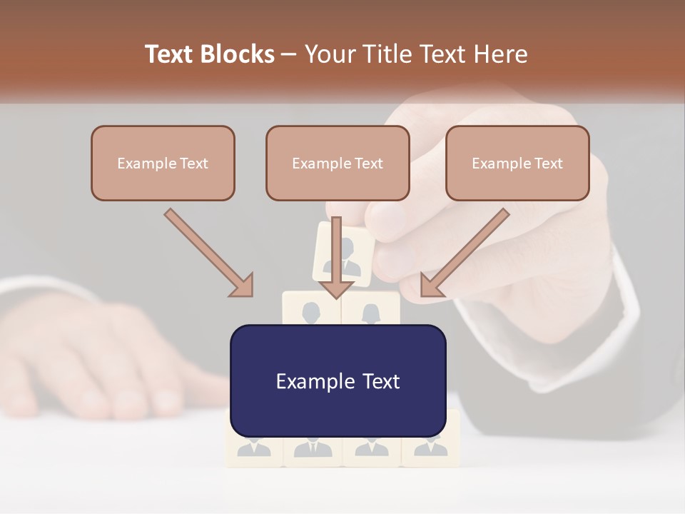 A Man In A Suit Placing Blocks On Top Of A Table PowerPoint Template