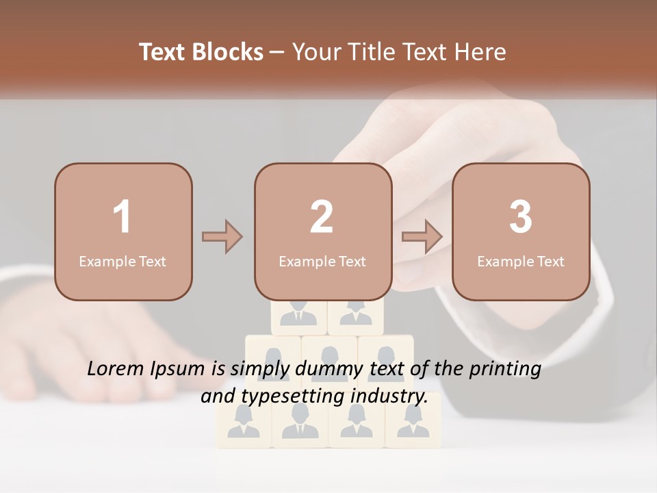 A Man In A Suit Placing Blocks On Top Of A Table PowerPoint Template