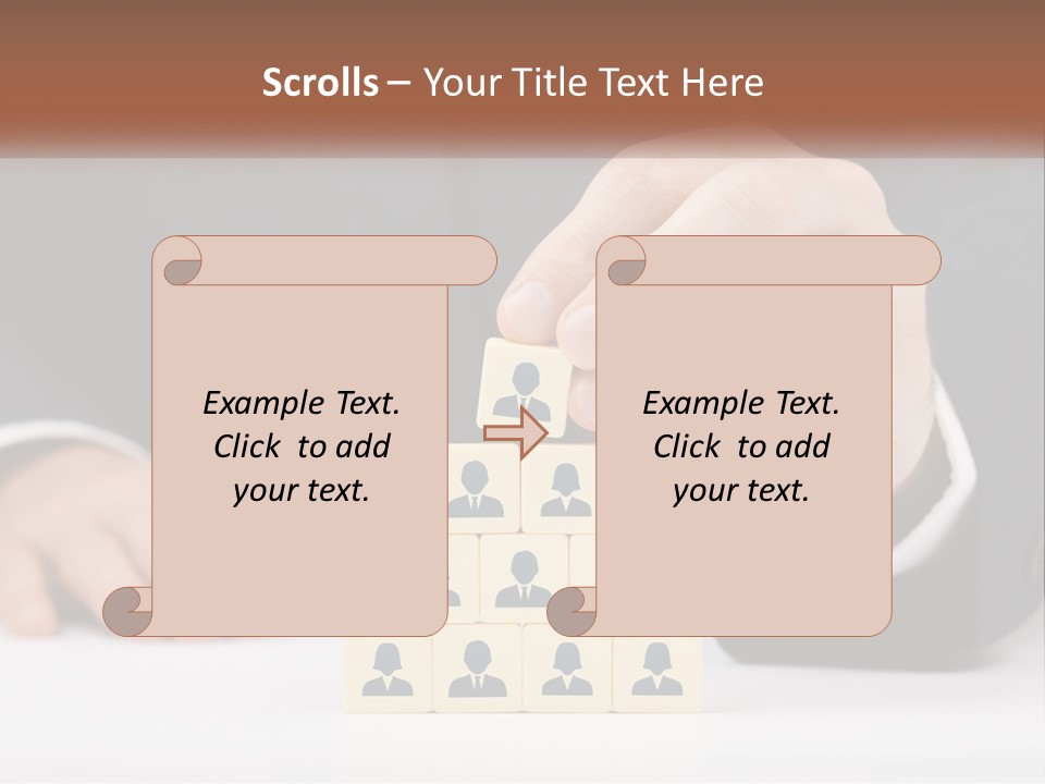 A Man In A Suit Placing Blocks On Top Of A Table PowerPoint Template