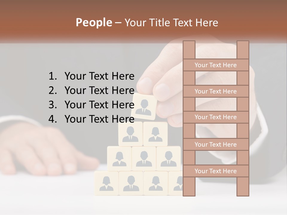 A Man In A Suit Placing Blocks On Top Of A Table PowerPoint Template