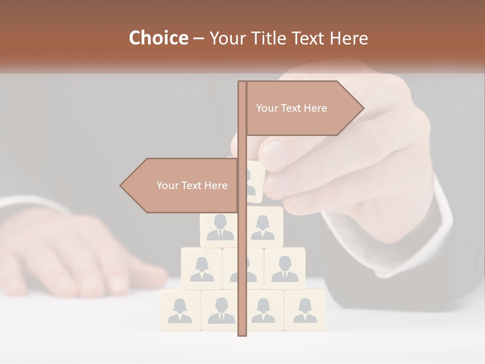 A Man In A Suit Placing Blocks On Top Of A Table PowerPoint Template