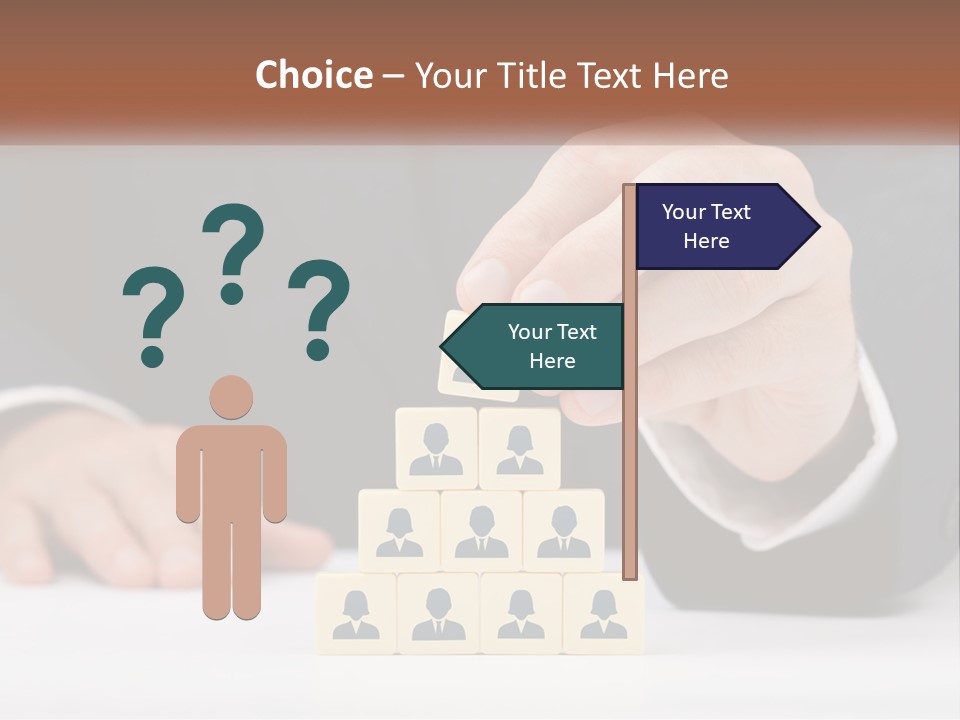 A Man In A Suit Placing Blocks On Top Of A Table PowerPoint Template