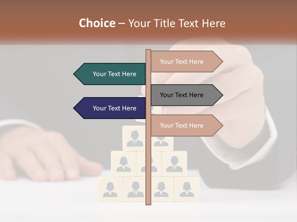 A Man In A Suit Placing Blocks On Top Of A Table PowerPoint Template