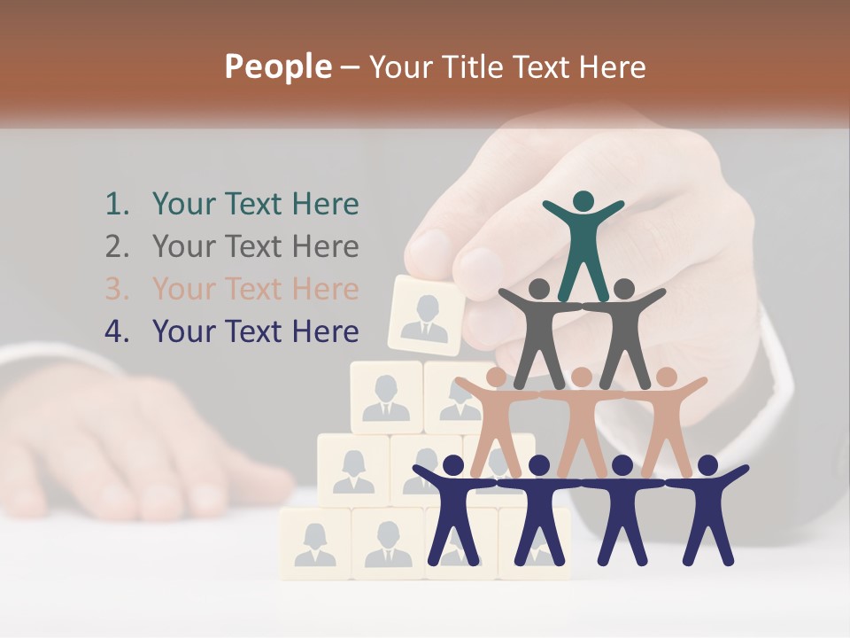 A Man In A Suit Placing Blocks On Top Of A Table PowerPoint Template