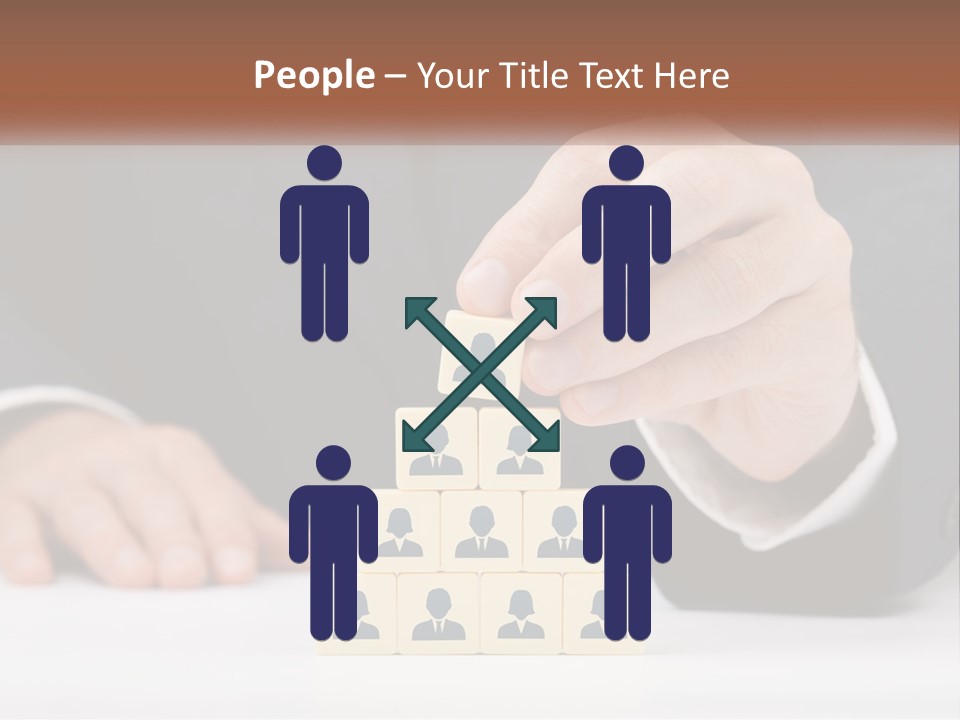 A Man In A Suit Placing Blocks On Top Of A Table PowerPoint Template