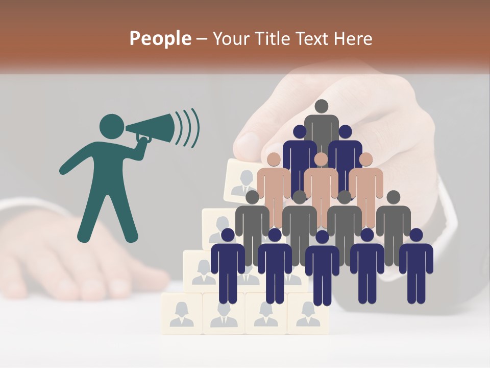 A Man In A Suit Placing Blocks On Top Of A Table PowerPoint Template