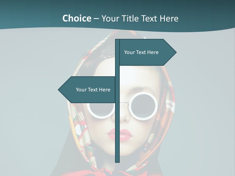 A Woman With Sunglasses And A Scarf On Her Head PowerPoint Template