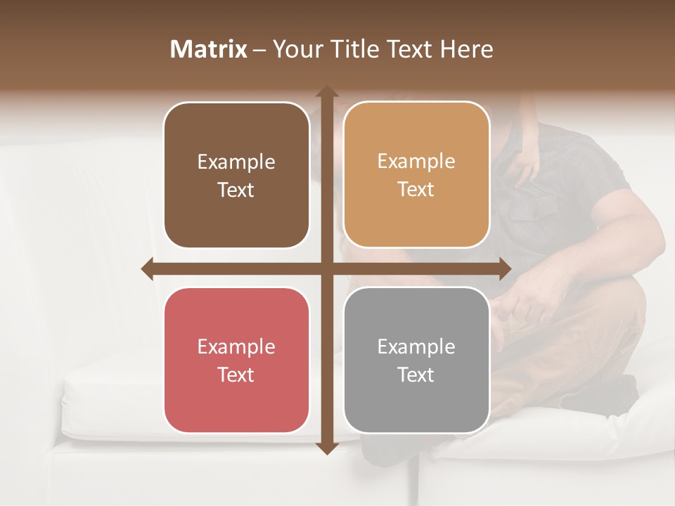 A Man And A Woman Sitting On A White Couch PowerPoint Template