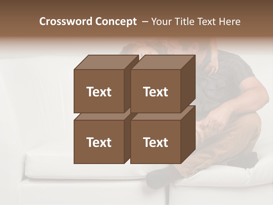 A Man And A Woman Sitting On A White Couch PowerPoint Template