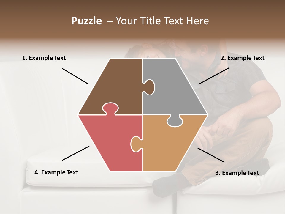 A Man And A Woman Sitting On A White Couch PowerPoint Template