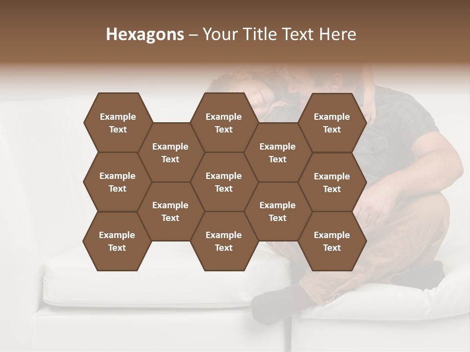 A Man And A Woman Sitting On A White Couch PowerPoint Template