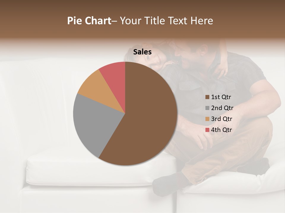 A Man And A Woman Sitting On A White Couch PowerPoint Template