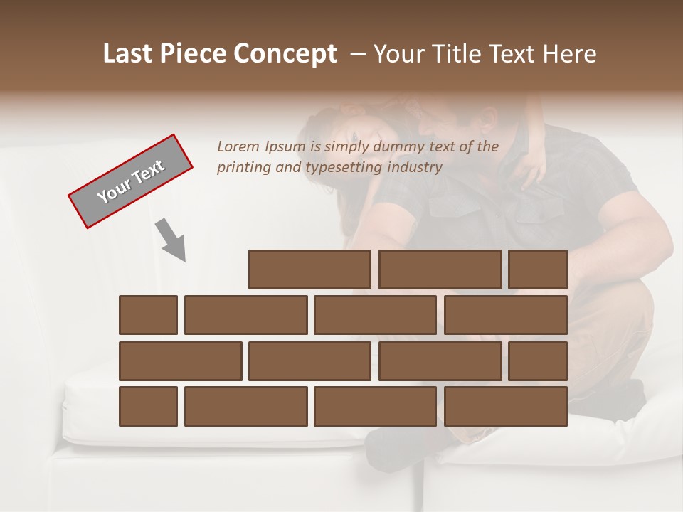 A Man And A Woman Sitting On A White Couch PowerPoint Template