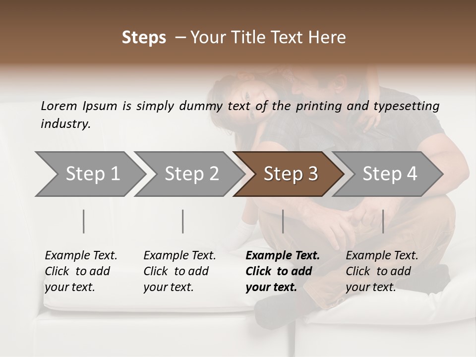 A Man And A Woman Sitting On A White Couch PowerPoint Template