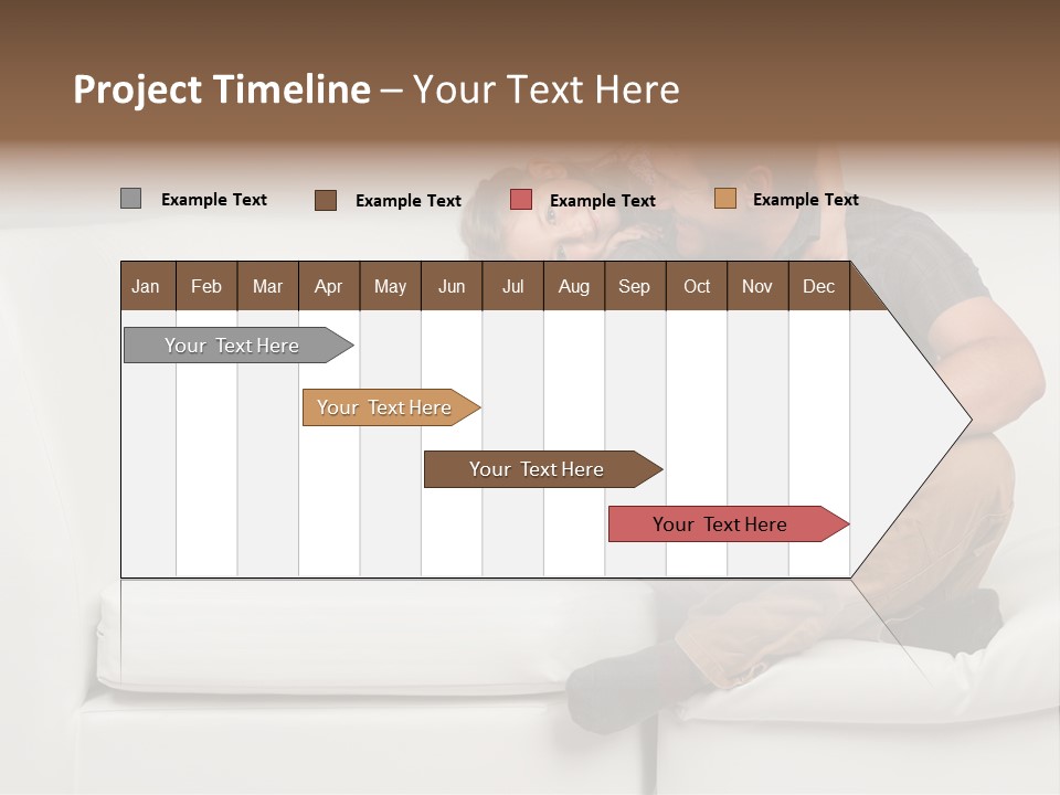 A Man And A Woman Sitting On A White Couch PowerPoint Template