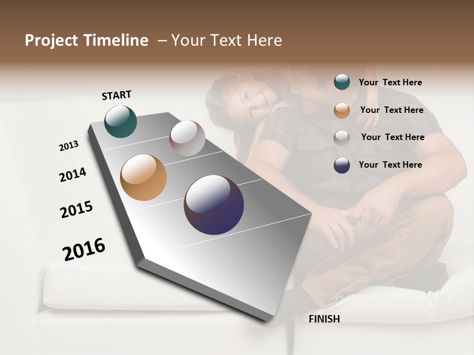 A Man And A Woman Sitting On A White Couch PowerPoint Template