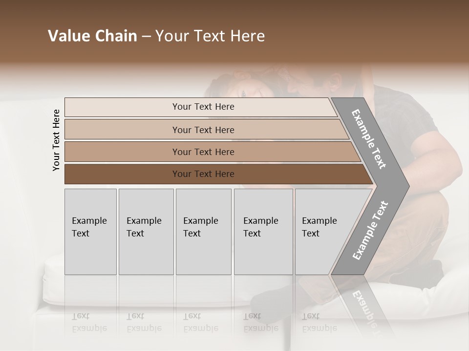 A Man And A Woman Sitting On A White Couch PowerPoint Template