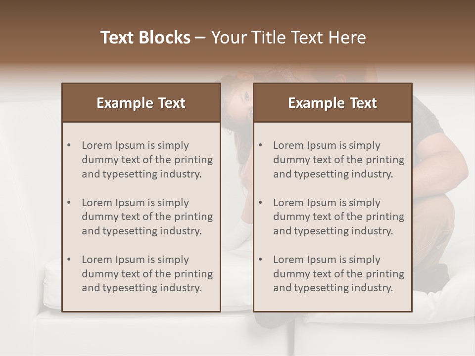 A Man And A Woman Sitting On A White Couch PowerPoint Template