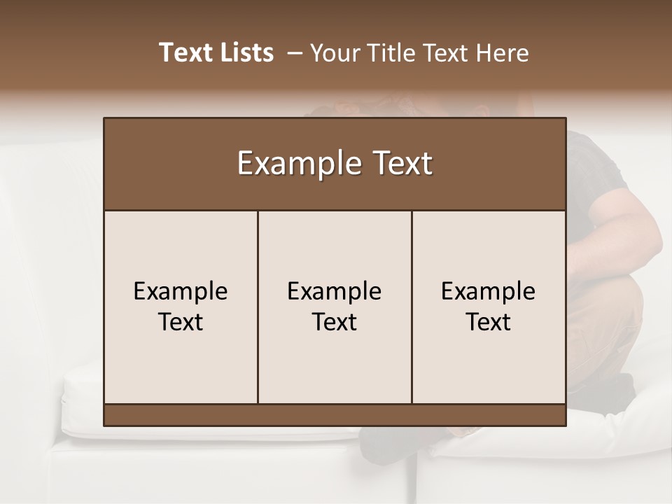 A Man And A Woman Sitting On A White Couch PowerPoint Template