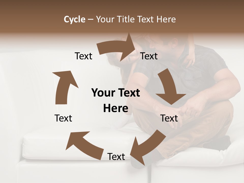 A Man And A Woman Sitting On A White Couch PowerPoint Template