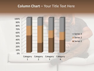 A Man And A Woman Sitting On A White Couch PowerPoint Template