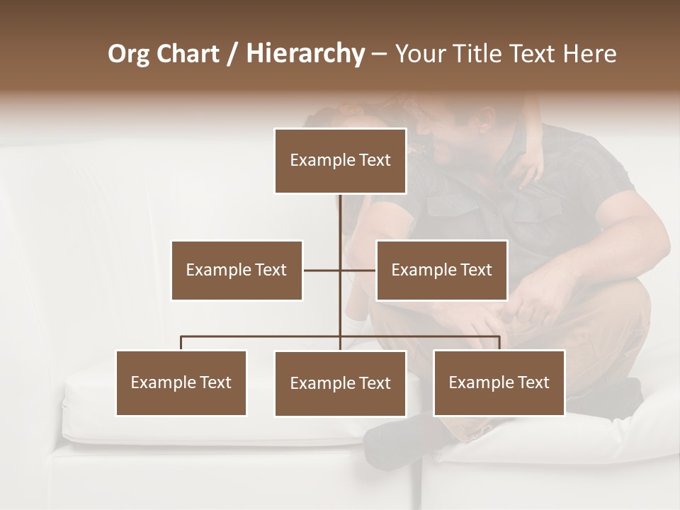 A Man And A Woman Sitting On A White Couch PowerPoint Template