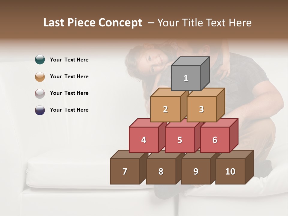 A Man And A Woman Sitting On A White Couch PowerPoint Template