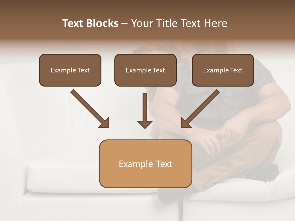 A Man And A Woman Sitting On A White Couch PowerPoint Template