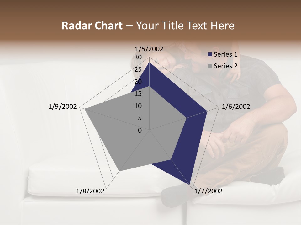 A Man And A Woman Sitting On A White Couch PowerPoint Template
