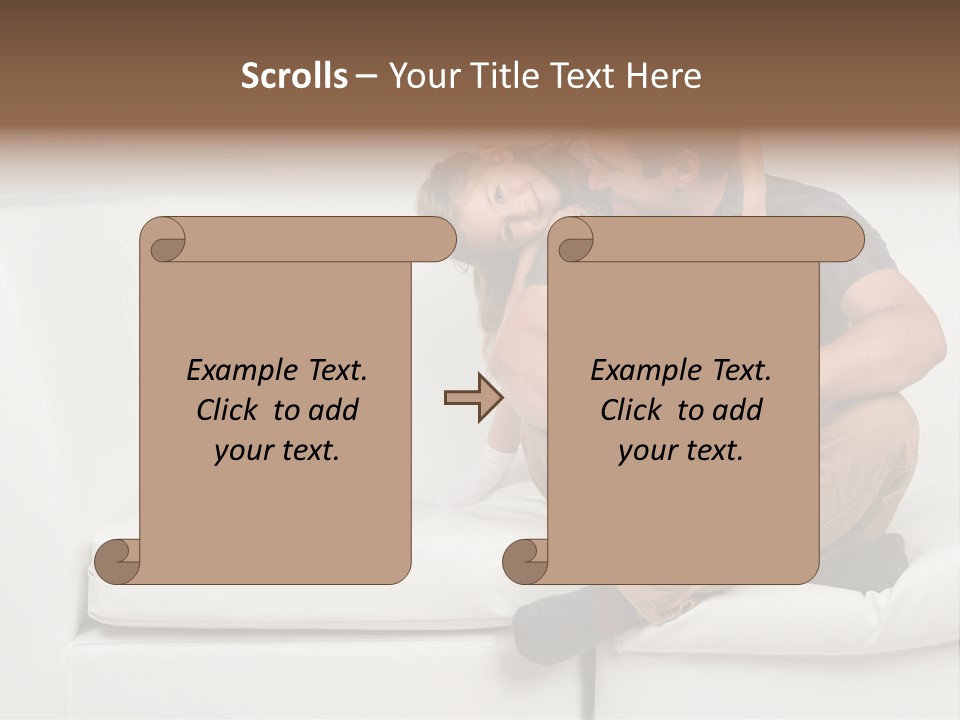 A Man And A Woman Sitting On A White Couch PowerPoint Template