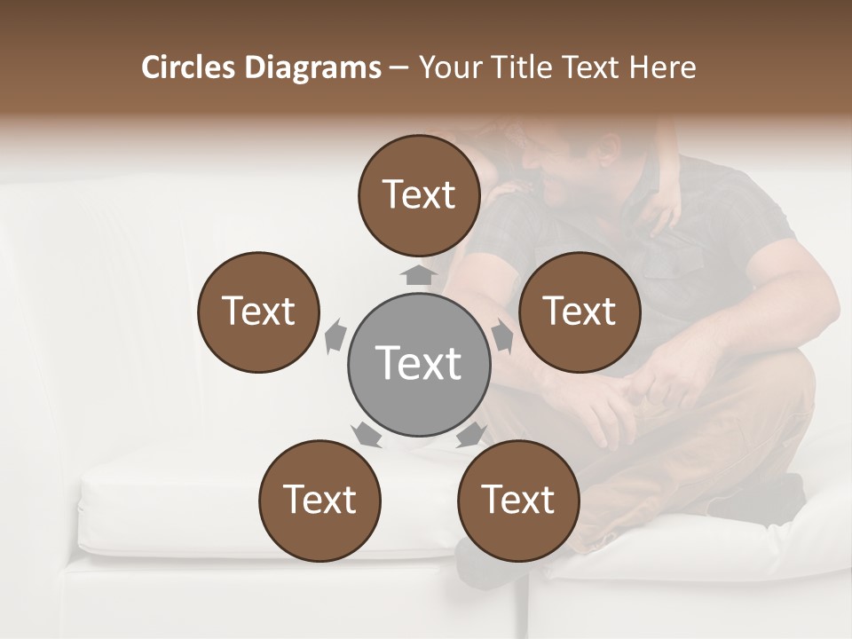 A Man And A Woman Sitting On A White Couch PowerPoint Template