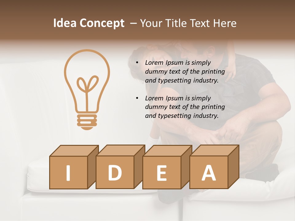 A Man And A Woman Sitting On A White Couch PowerPoint Template