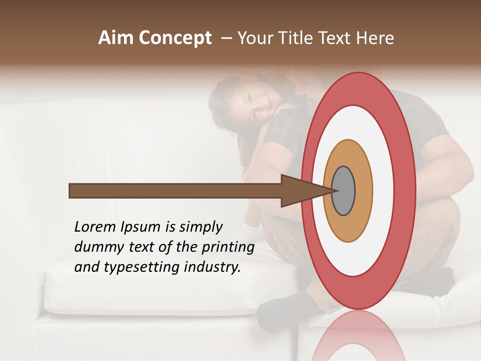 A Man And A Woman Sitting On A White Couch PowerPoint Template