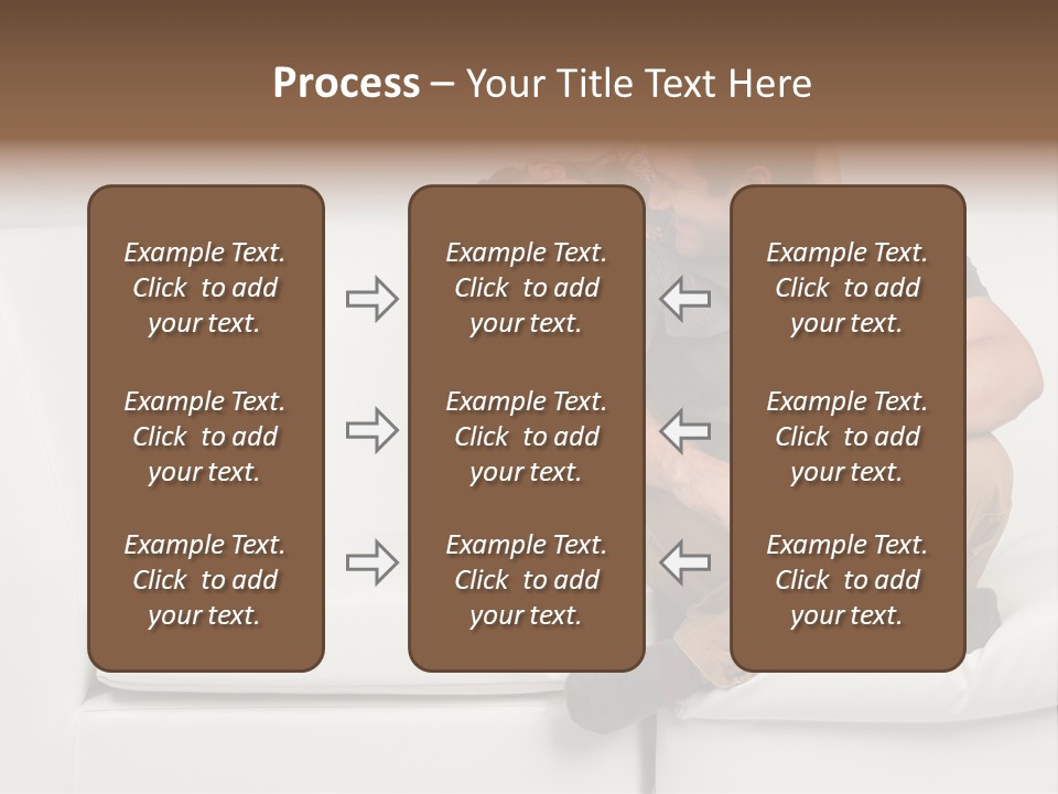 A Man And A Woman Sitting On A White Couch PowerPoint Template