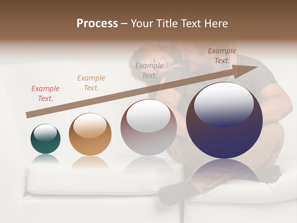 A Man And A Woman Sitting On A White Couch PowerPoint Template