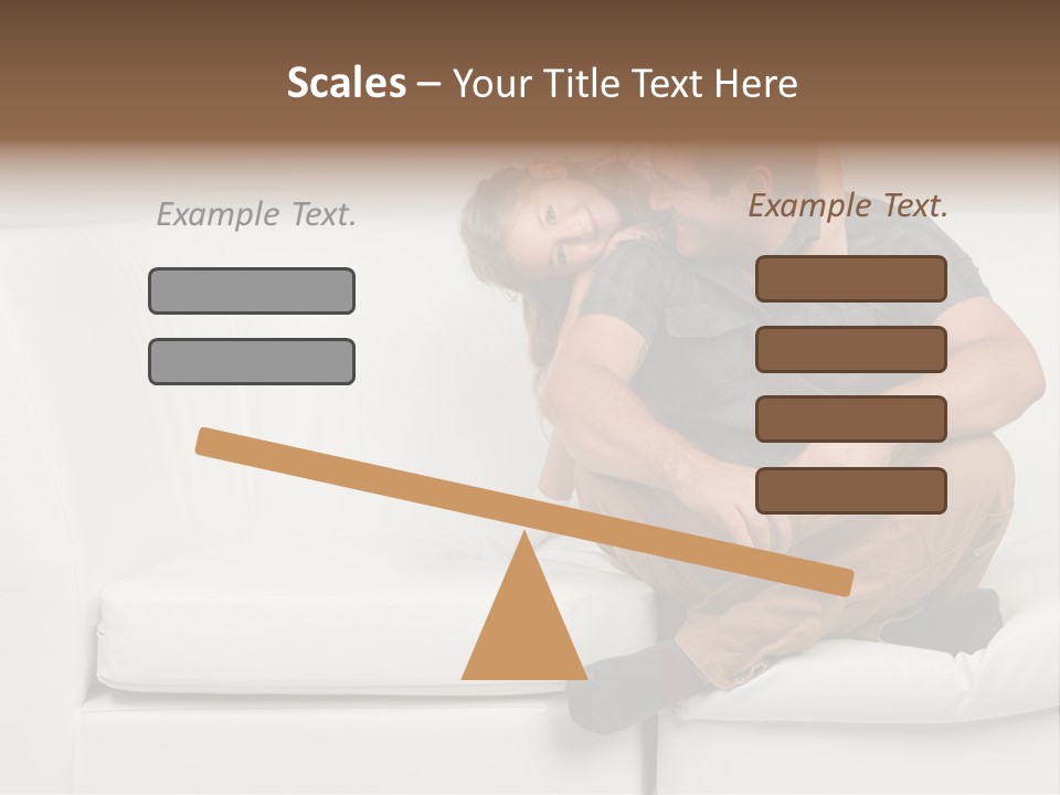 A Man And A Woman Sitting On A White Couch PowerPoint Template