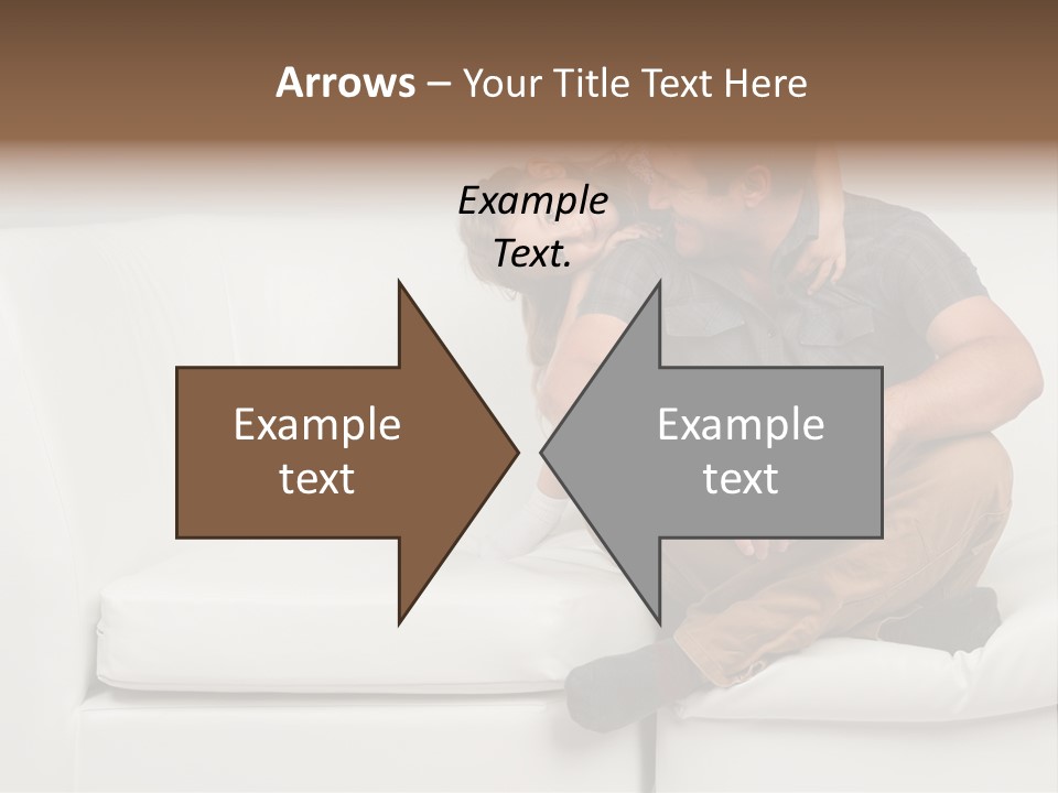 A Man And A Woman Sitting On A White Couch PowerPoint Template