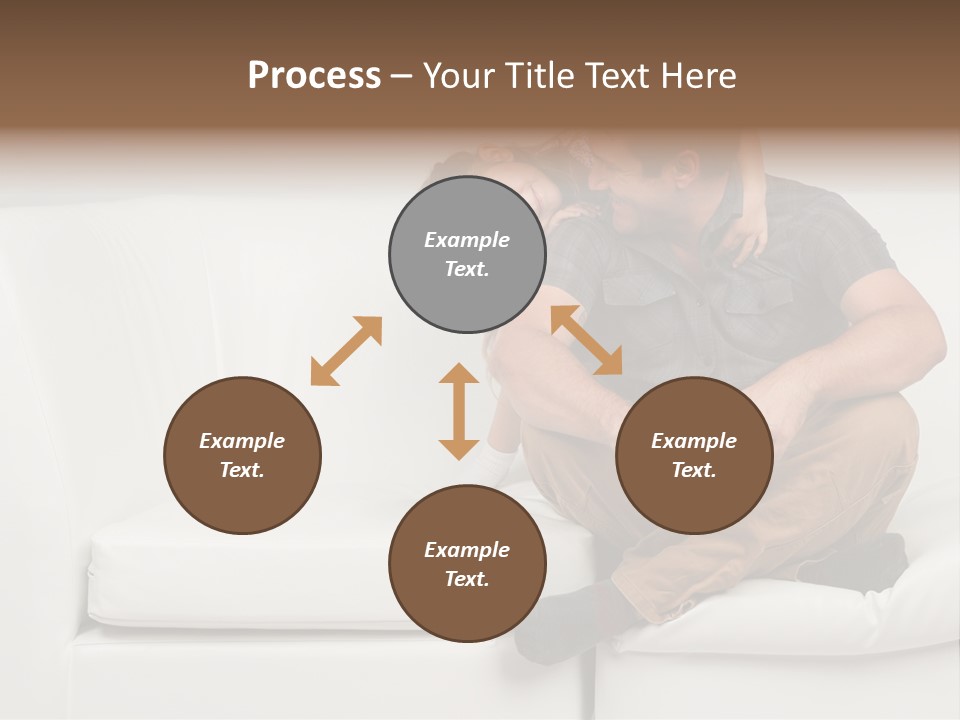 A Man And A Woman Sitting On A White Couch PowerPoint Template
