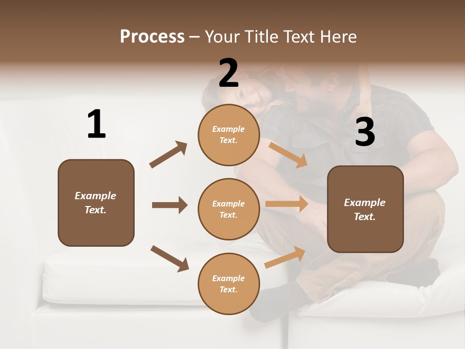 A Man And A Woman Sitting On A White Couch PowerPoint Template