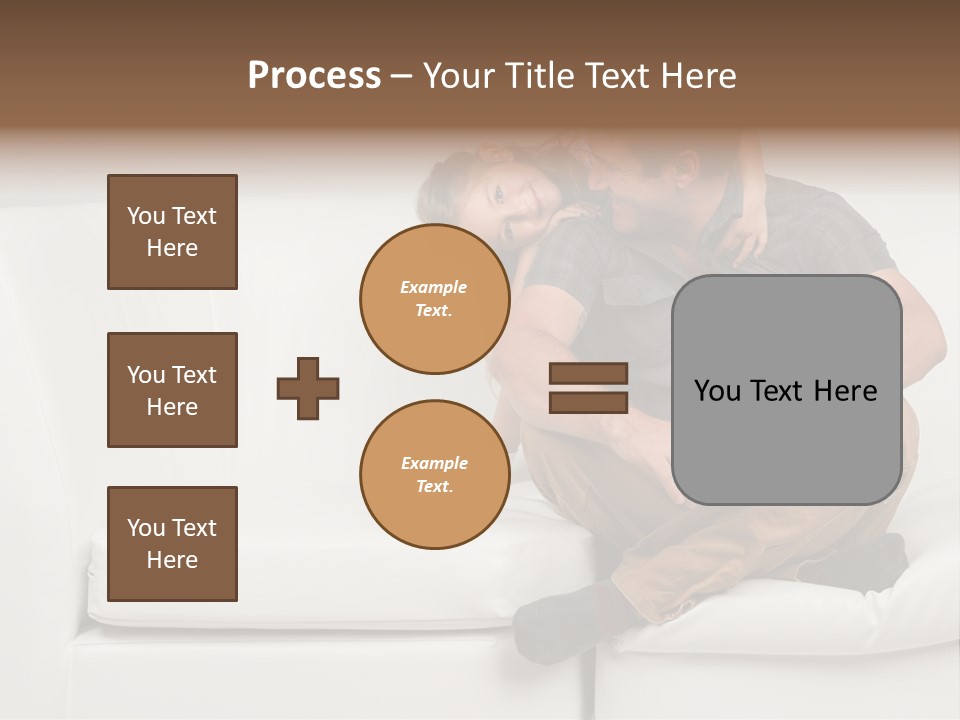 A Man And A Woman Sitting On A White Couch PowerPoint Template