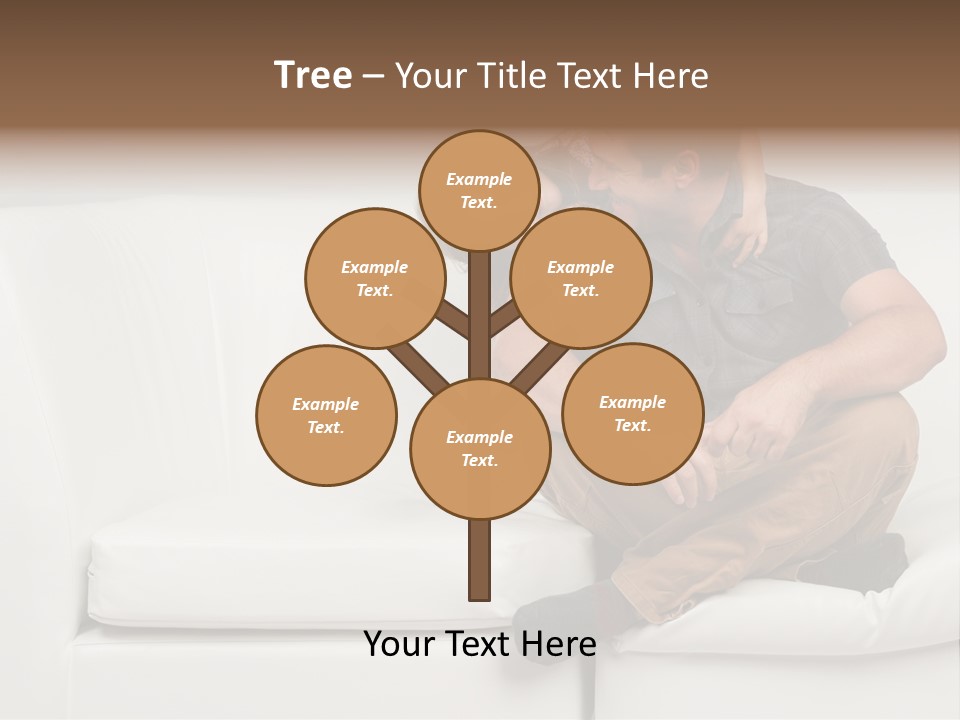 A Man And A Woman Sitting On A White Couch PowerPoint Template