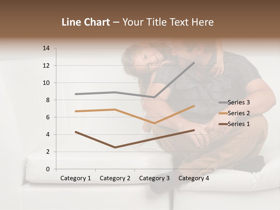 A Man And A Woman Sitting On A White Couch PowerPoint Template
