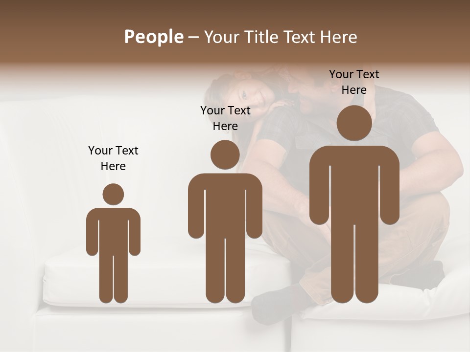 A Man And A Woman Sitting On A White Couch PowerPoint Template