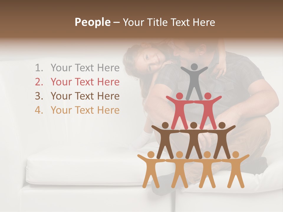 A Man And A Woman Sitting On A White Couch PowerPoint Template