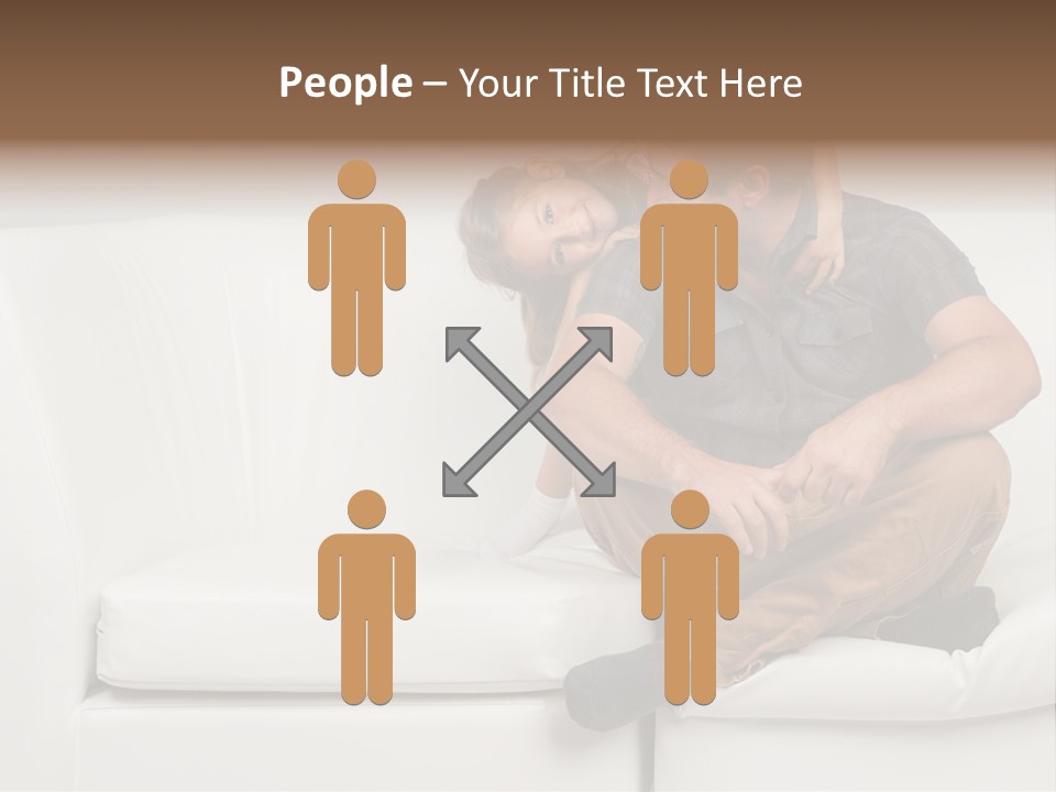 A Man And A Woman Sitting On A White Couch PowerPoint Template