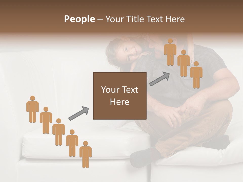 A Man And A Woman Sitting On A White Couch PowerPoint Template