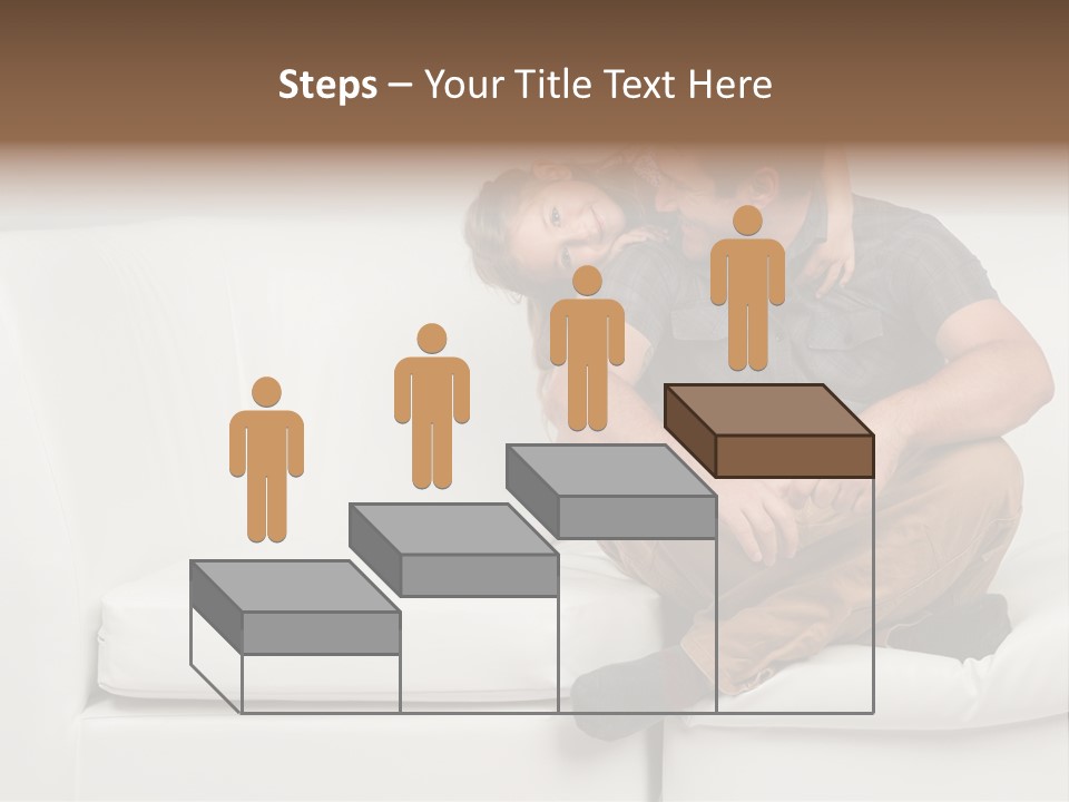 A Man And A Woman Sitting On A White Couch PowerPoint Template